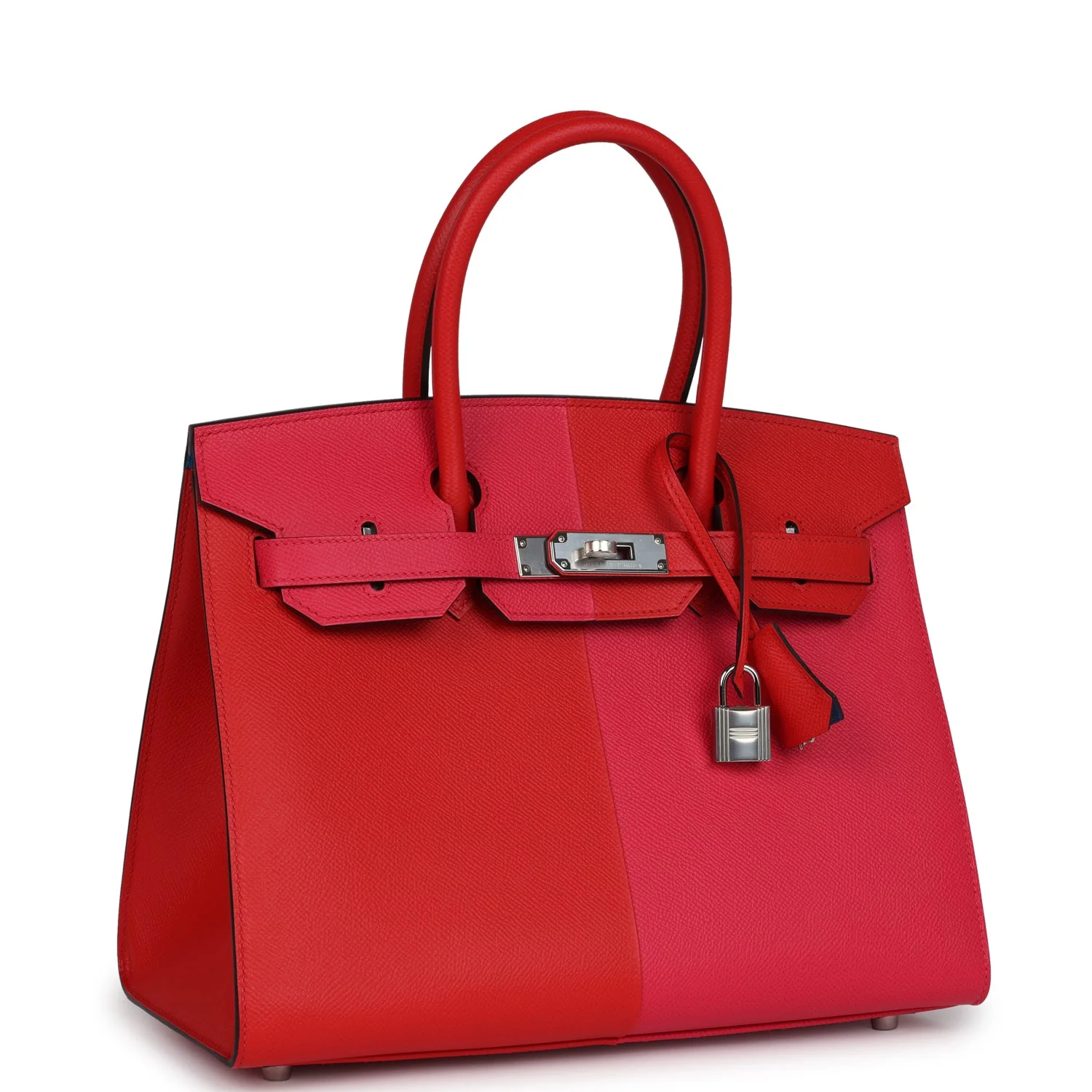 Replicate Hermes Casaque Birkin Sellier 30 Rouge De Coeur and Rose Extreme Epsom Palladium Hardware(1:1 replica)