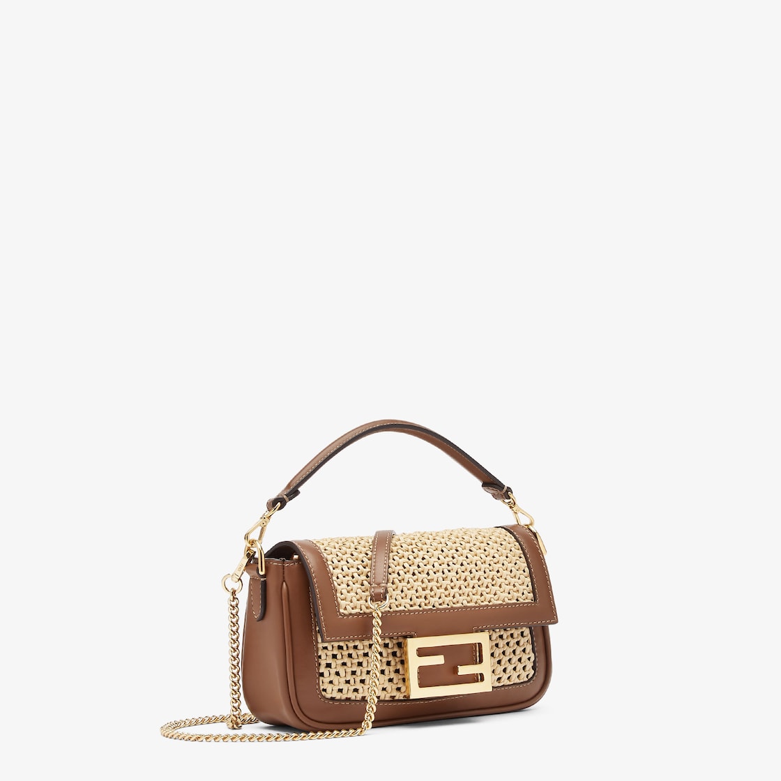 Replicate Baguette Mini Brown Leather and Macramé Bag(1:1 replica)