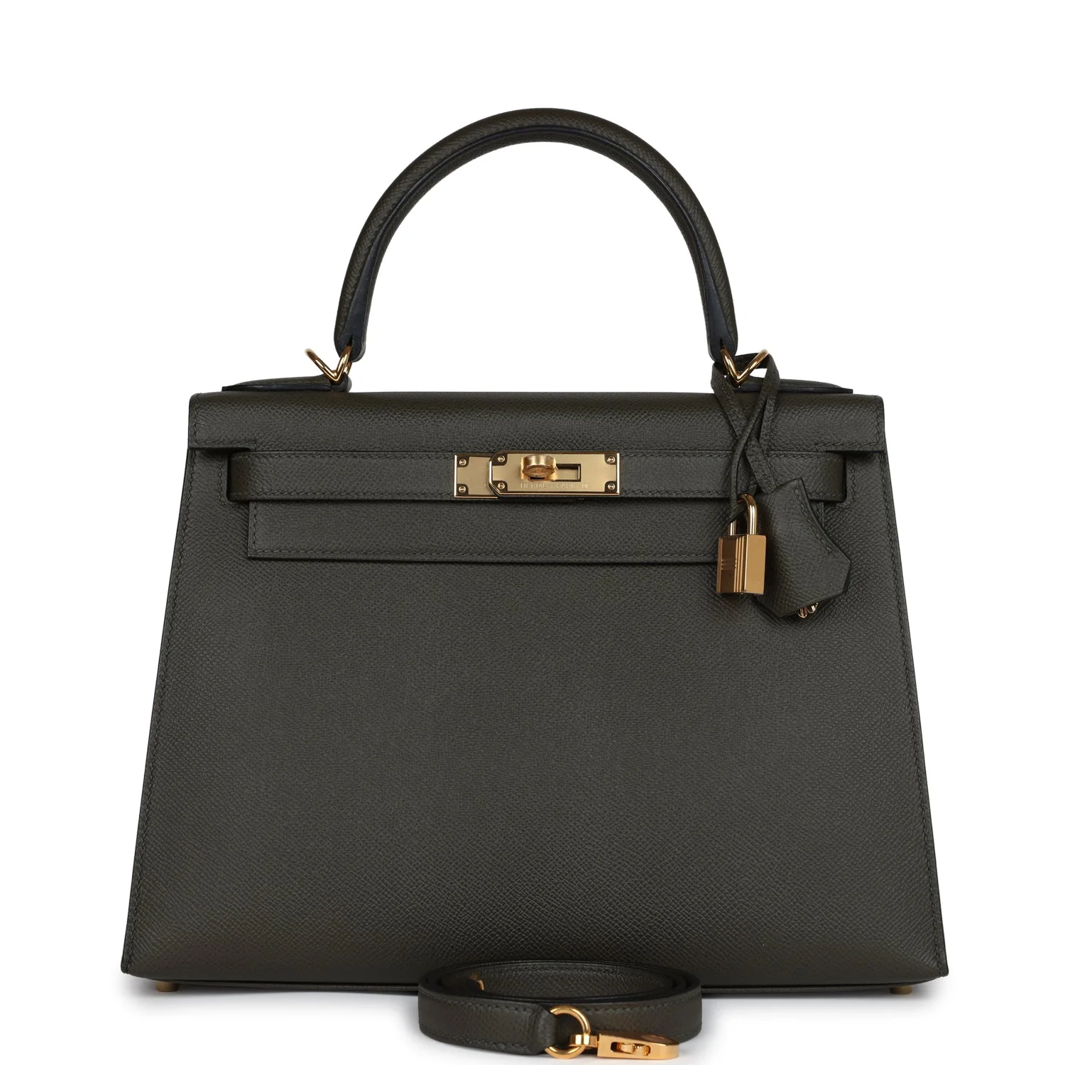 Replicate Hermes Kelly Sellier 28 Vert De Gris Epsom Gold Hardware(1:1 replica)