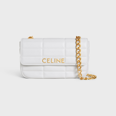 Replicate CHAIN SHOULDER BAG MATELASSE MONOCHROME CELINE IN QUILTED CALFSKIN ARCTIC WHITE(1:1 replica)