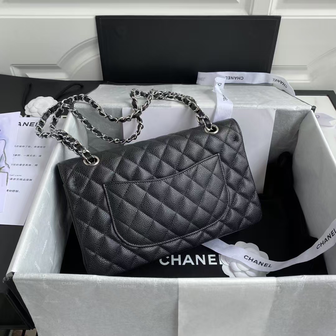 Replicate Chanel Classic 11.12 Handbag Caviar Silver Hardware Burgundy Interior(1:1 replica)