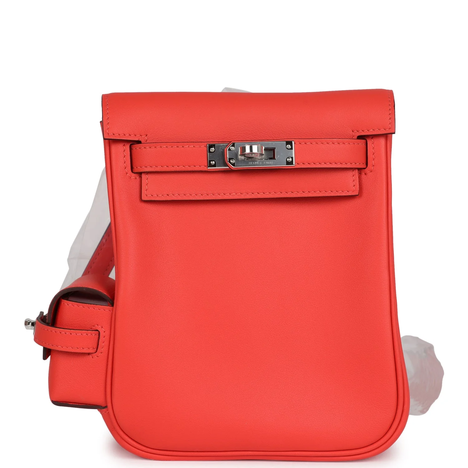 Replicate Hermes Mini Kelly Jump Backpack Orange Field Swift Palladium Hardware(1:1 replica)
