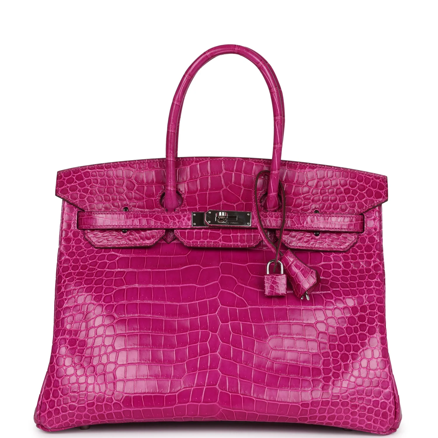 Replicate Hermes Birkin 35 Rose Sheherazade Shiny Porosus Crocodile Palladium Hardware(1:1 replica)