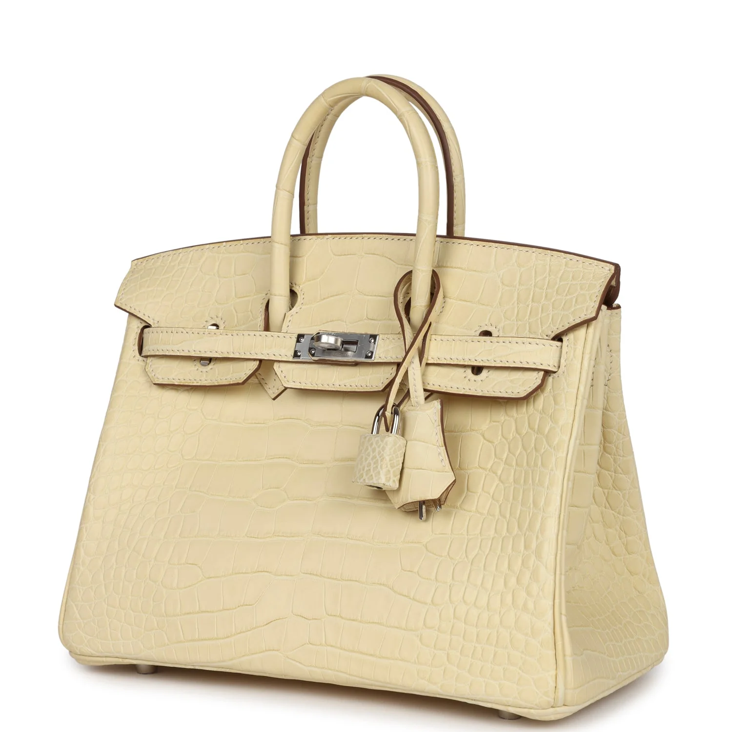 Replicate Hermes Birkin 25 Vanille Matte Alligator Palladium Hardware(1:1 replica)
