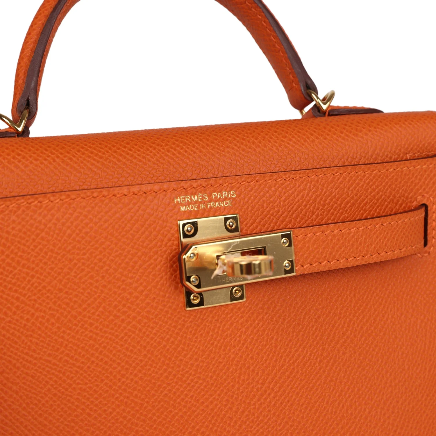 Replicate Hermes Kelly Sellier 20 Orange Epsom Gold Hardware(1:1 replica)