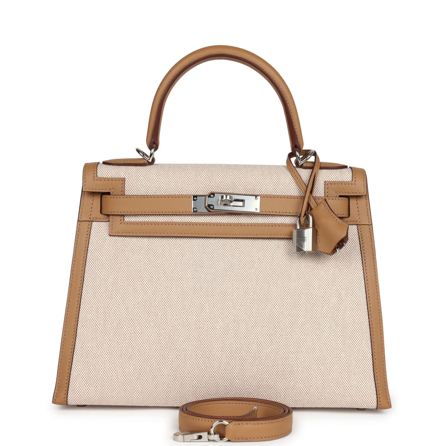 Replicate Hermes Kelly Sellier 28 Biscuit Toile H Canvas and Swift Palladium Hardware(1:1 replica)