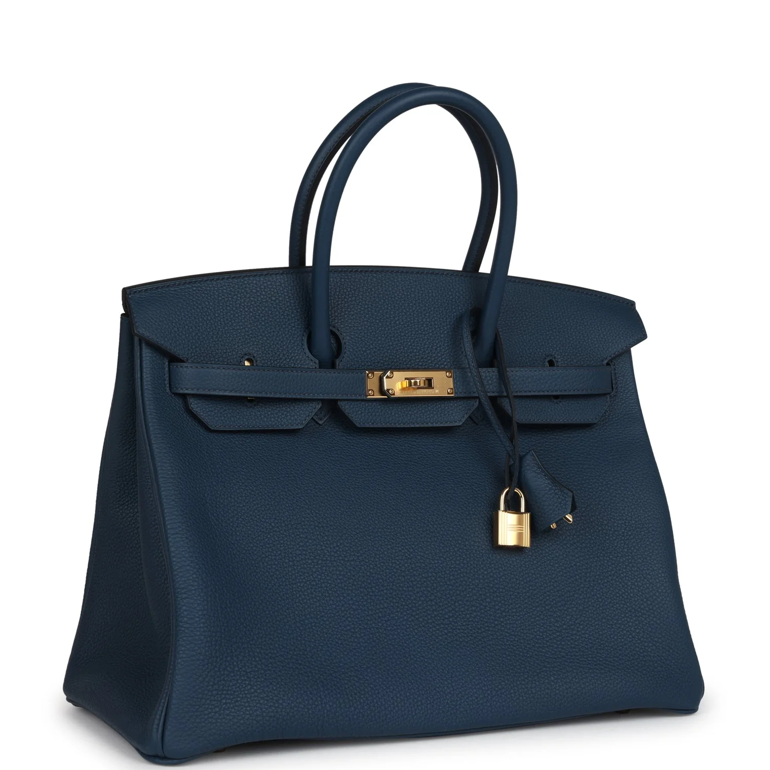 Replicate Hermes Birkin 35 Bleu De Prusse Togo Gold Hardware(1:1 replica)