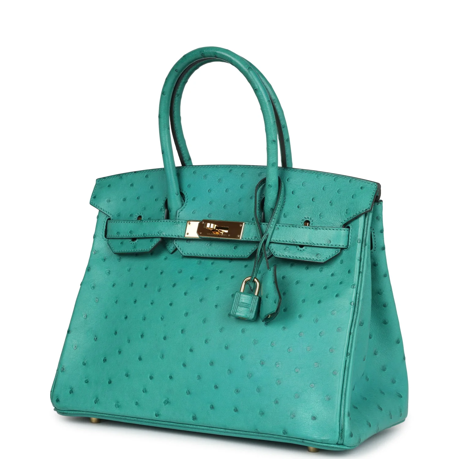 Replicate Hermes Birkin 30 Vert Verone Ostrich Gold Hardware(1:1 replica)