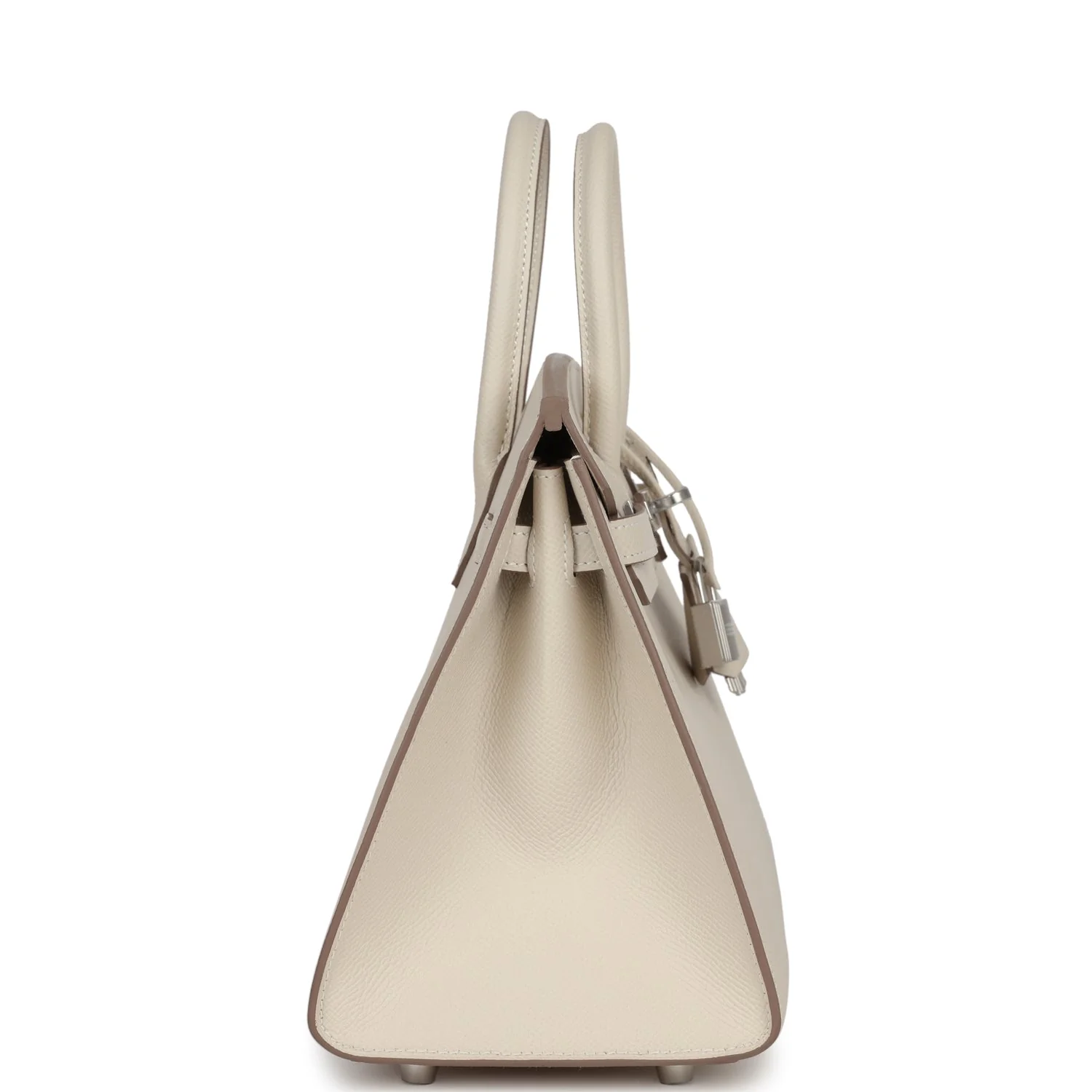 Replicate Hermes Birkin Sellier 25 Craie Epsom Palladium Hardware(1:1 replica)