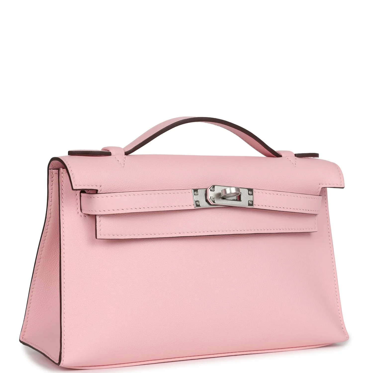 Replicate Hermes Kelly Pochette Rose Sakura Swift Palladium Hardware(1:1 replica)