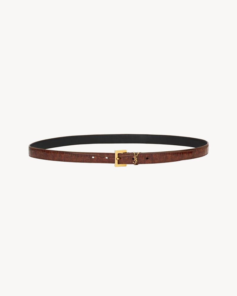 Replicate cassandre thin belt in crocodile-embossed leather(1:1 replica)