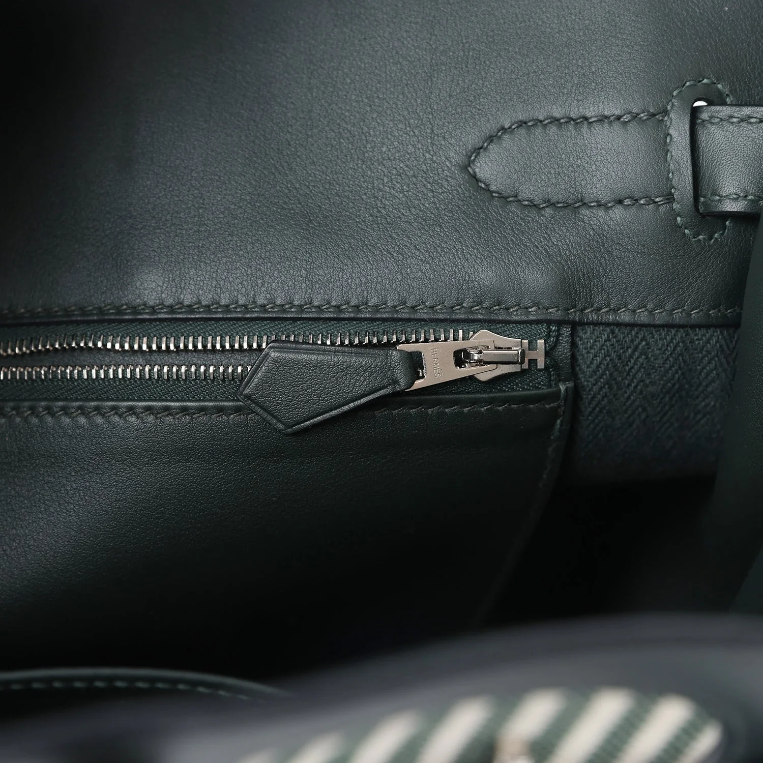 Replicate Hermes Birkin 35 Toile Riga and Vert Anglais Swift Palladium Hardware(1:1 replica)