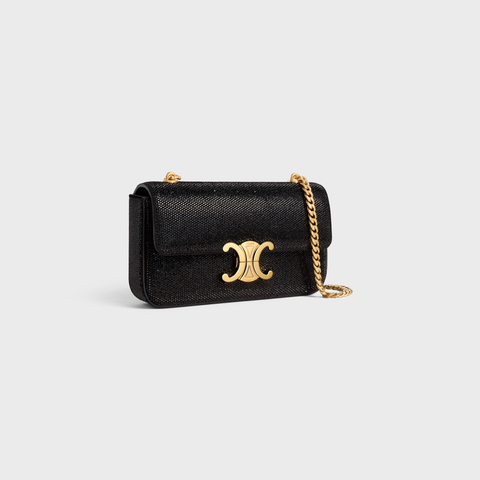 Replicate CHAIN SHOULDER BAG CLAUDE IN SUEDE CALFSKIN WITH STRASS BLACK(1:1 replica)