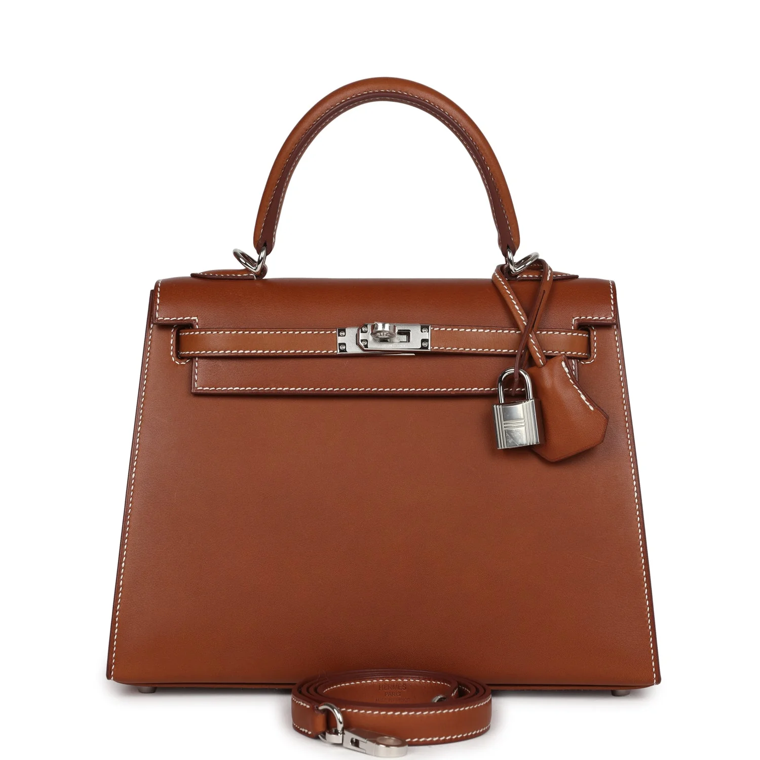 Replicate Hermes Kelly Sellier 25 Fauve Barenia Palladium Hardware(1:1 replica)