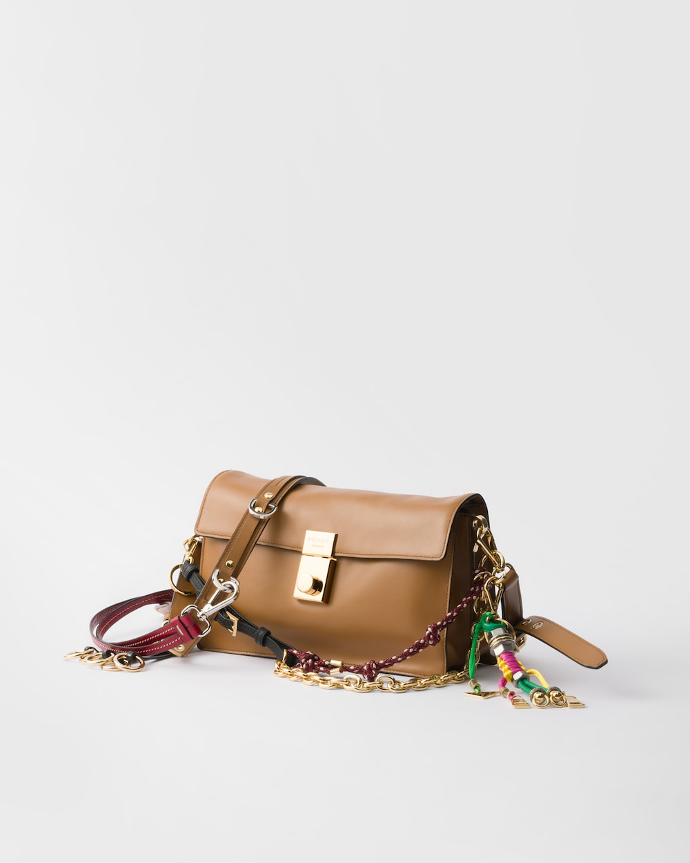 Replicate Prada Soft Sound Small Leather Shoulder Bag With Charms(1:1 replica)