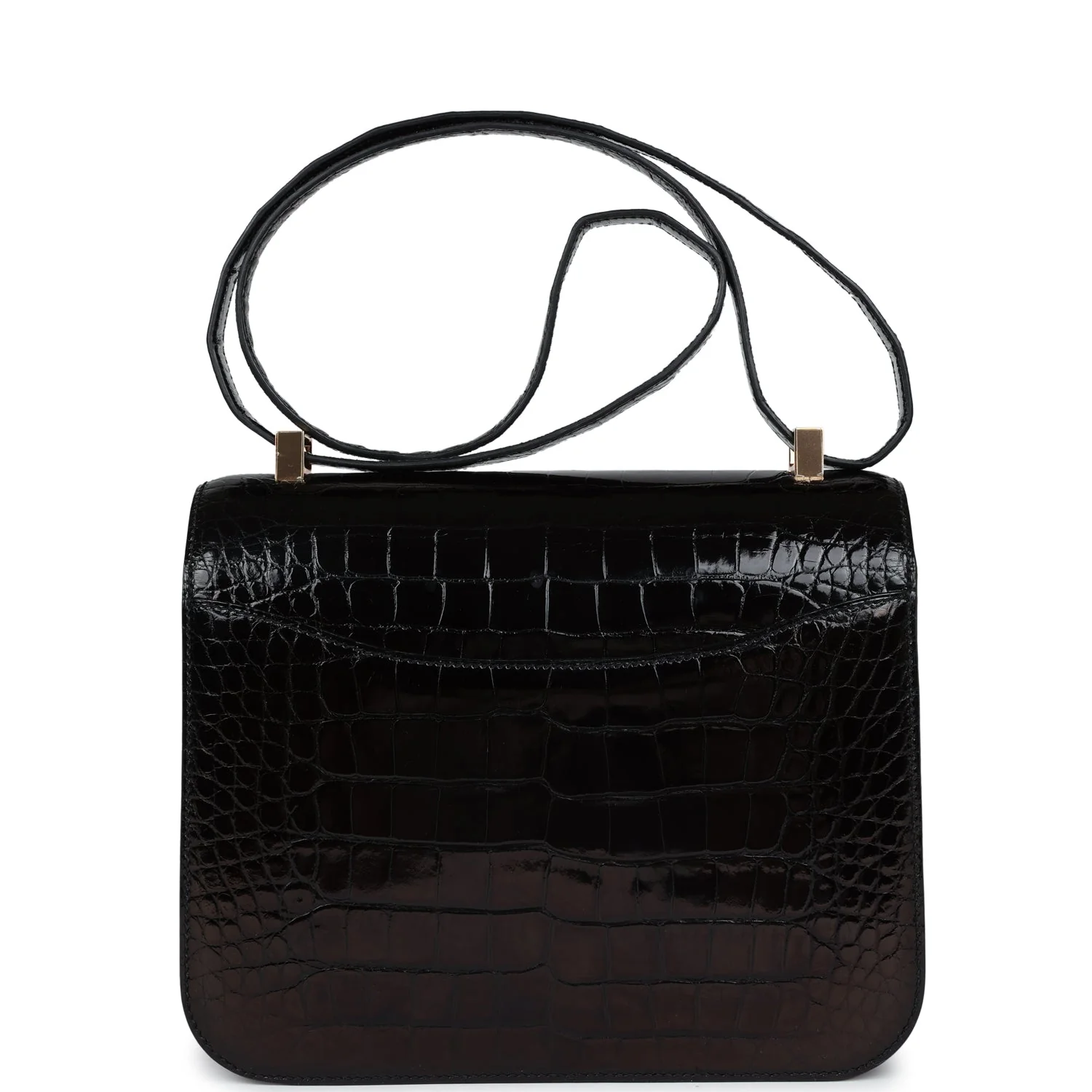 Replicate Hermes Constance 24 Black Shiny Alligator Rose Gold Hardware(1:1 replica)