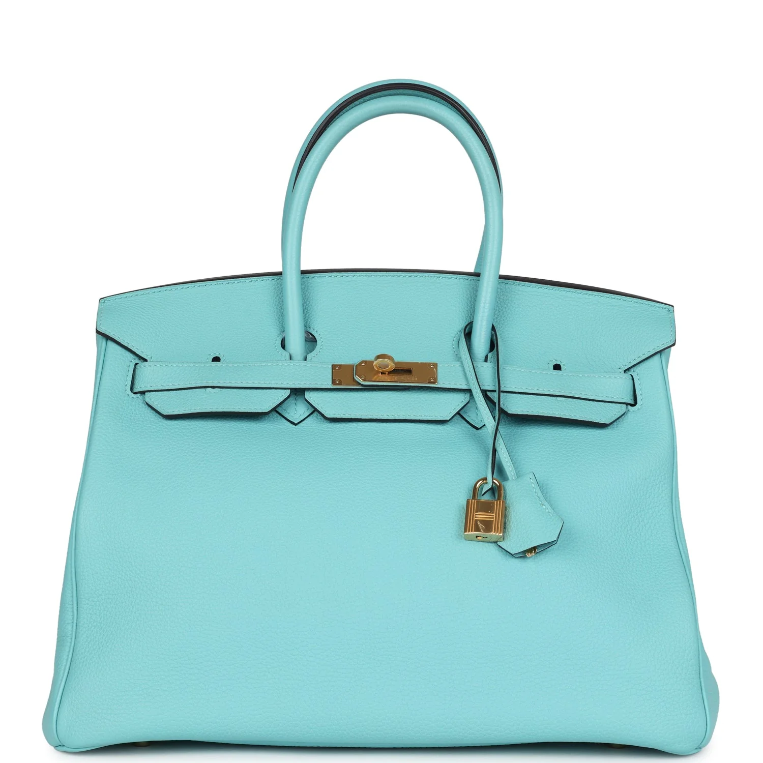 Replicate Hermes Birkin 35 Bleu Atoll Togo Gold Hardware(1:1 replica)