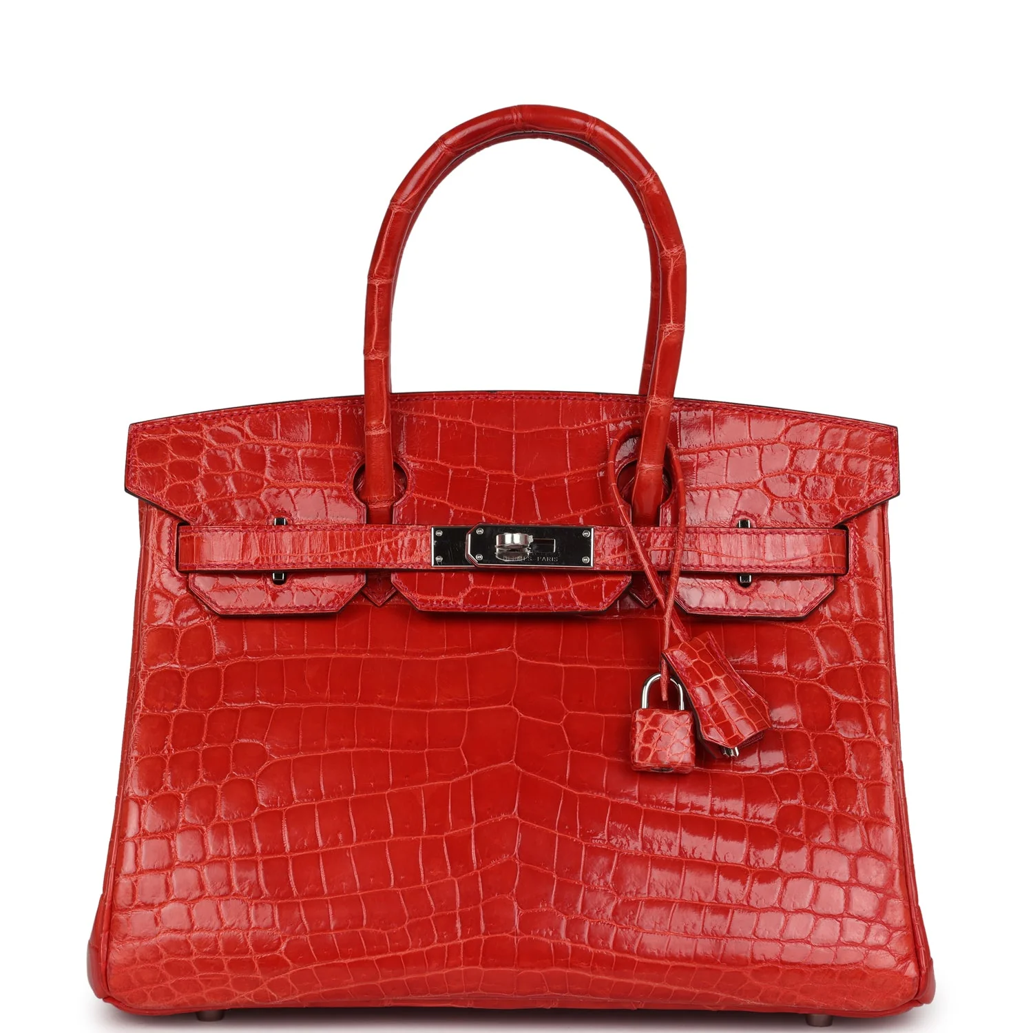 Replicate Hermes Birkin 30 Geranium Shiny Niloticus Crocodile Palladium Hardware(1:1 replica)