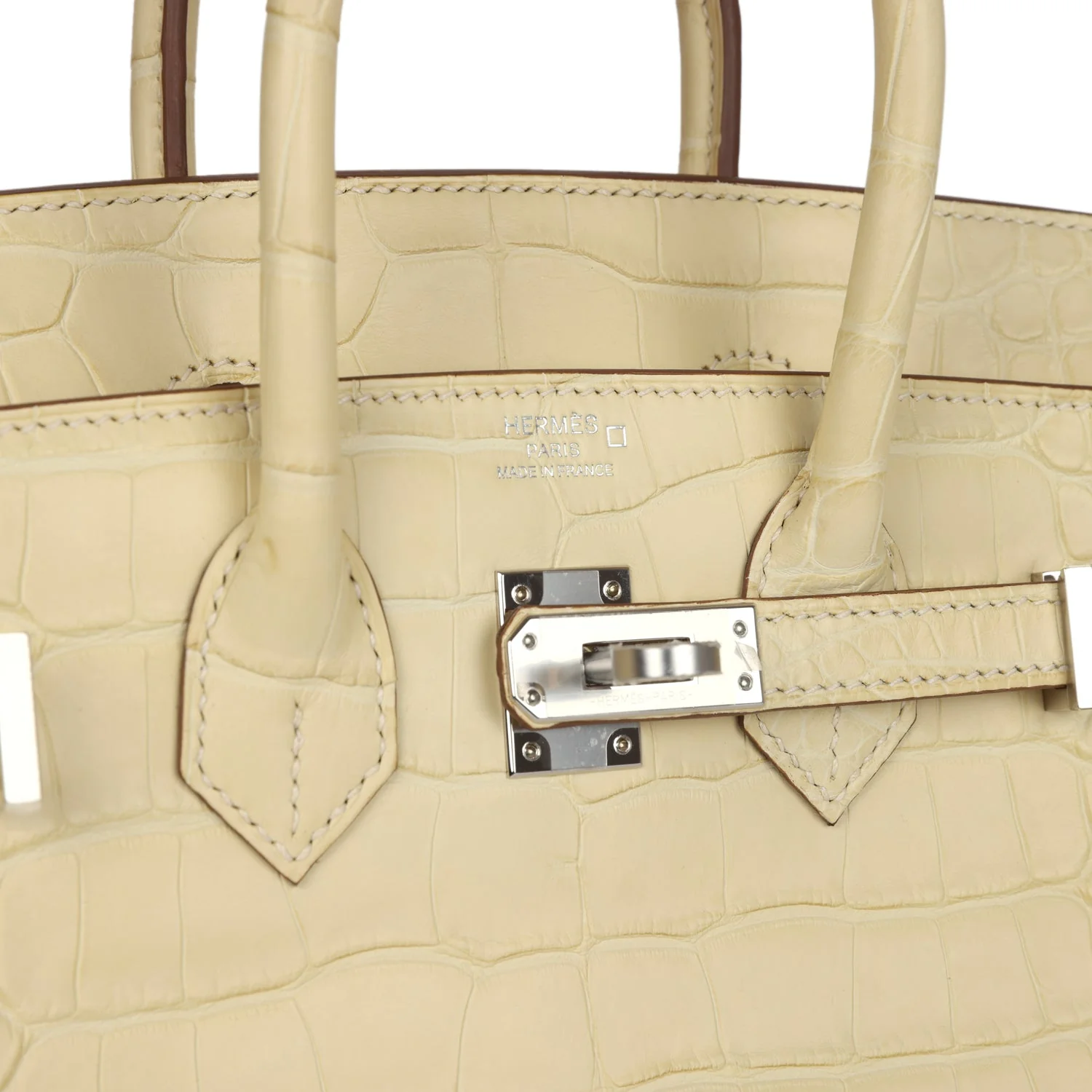 Replicate Hermes Birkin 25 Vanille Matte Alligator Palladium Hardware(1:1 replica)