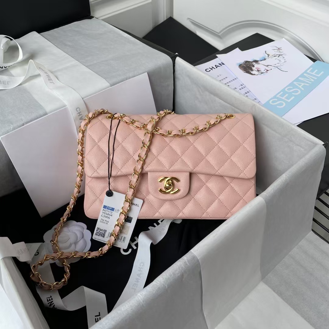 Replicate Chanel Small Classic Handbag Caviar Gold Hardware(1:1 replica)