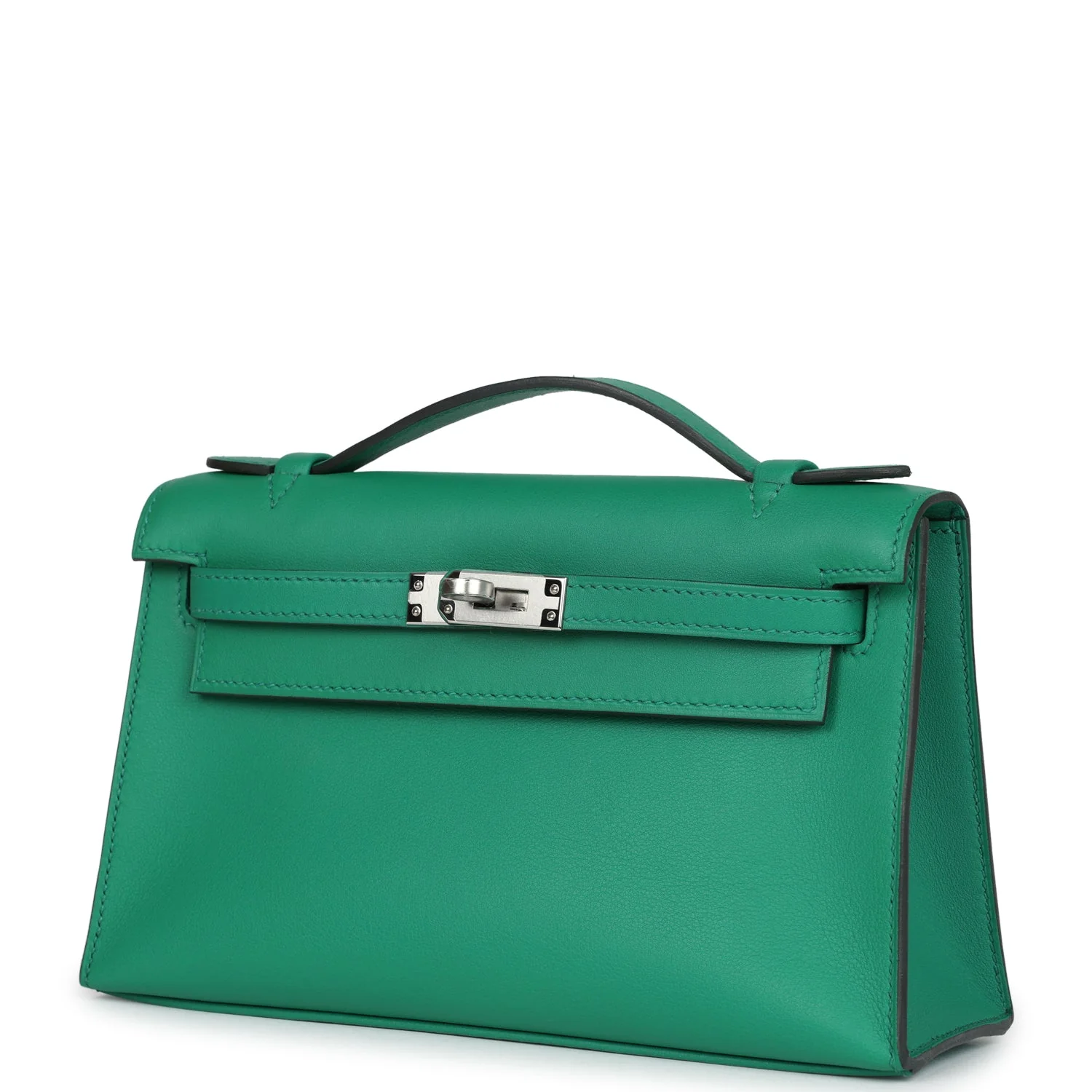 Replicate Hermes Kelly Pochette Vert Vertigo Swift Palladium Hardware(1:1 replica)