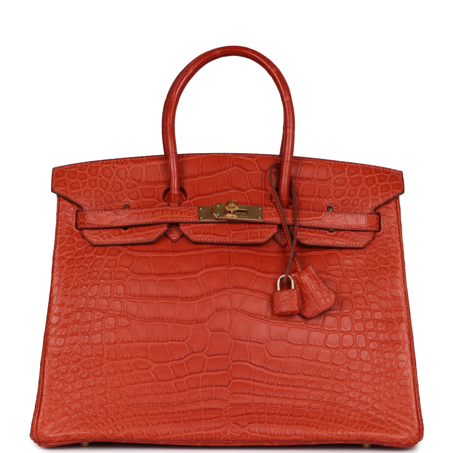 Replicate Hermes Birkin 35 Sanguine Matte Alligator Gold Hardware(1:1 replica)