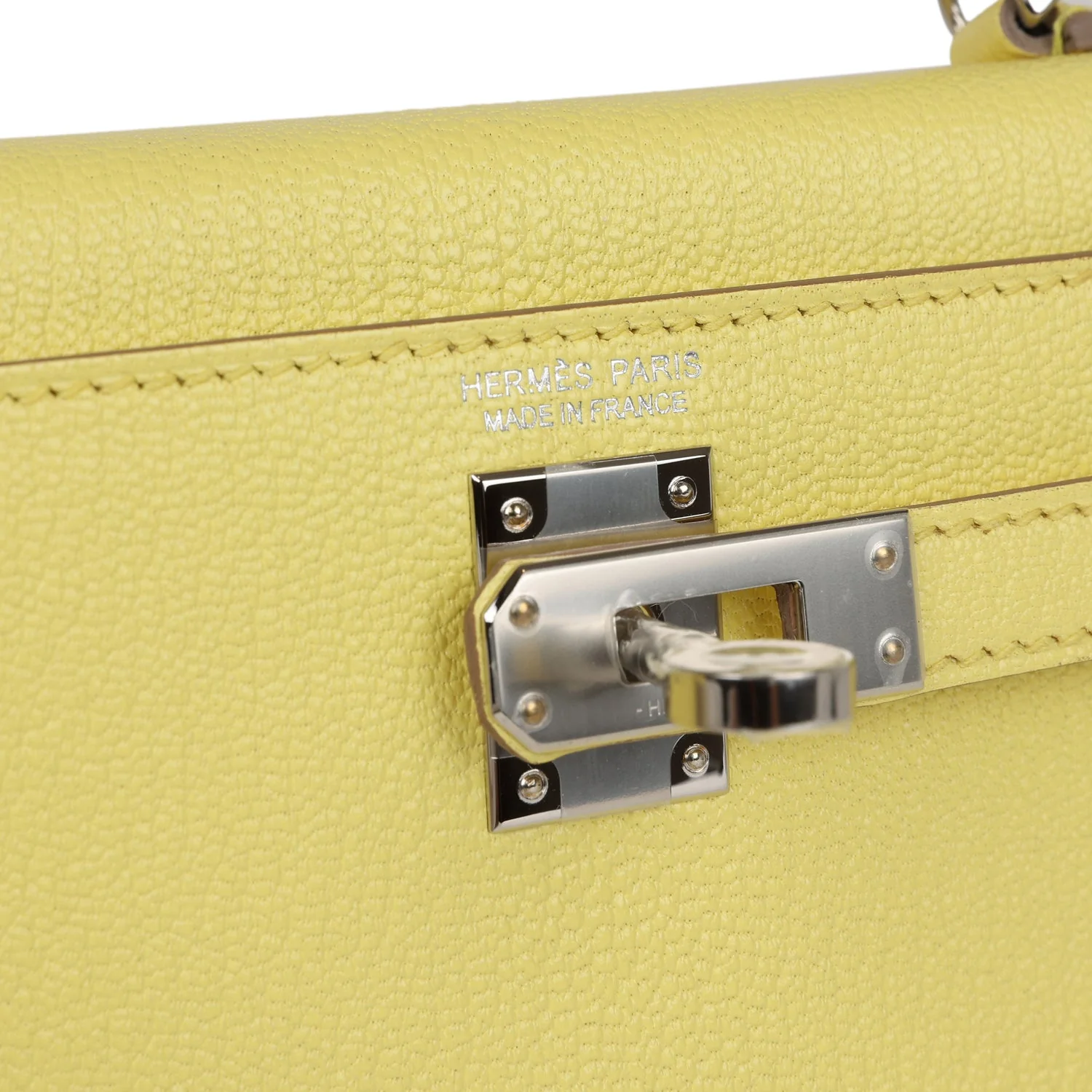 Replicate Hermes Kelly Sellier 20 Limoncello Chevre Palladium Hardware(1:1 replica)