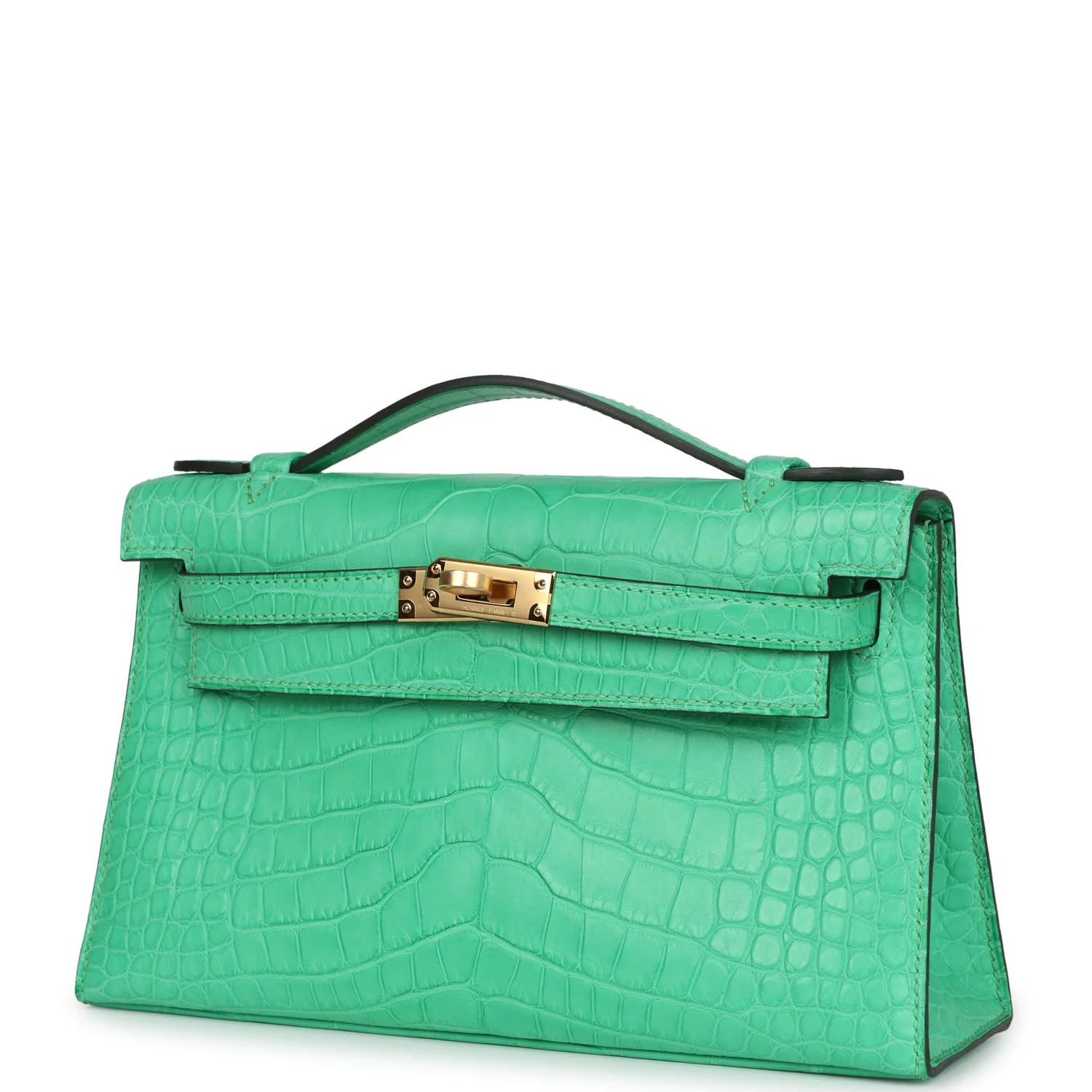 Replicate Hermes Kelly Pochette Vert Comics Matte Alligator Gold Hardware(1:1 replica)
