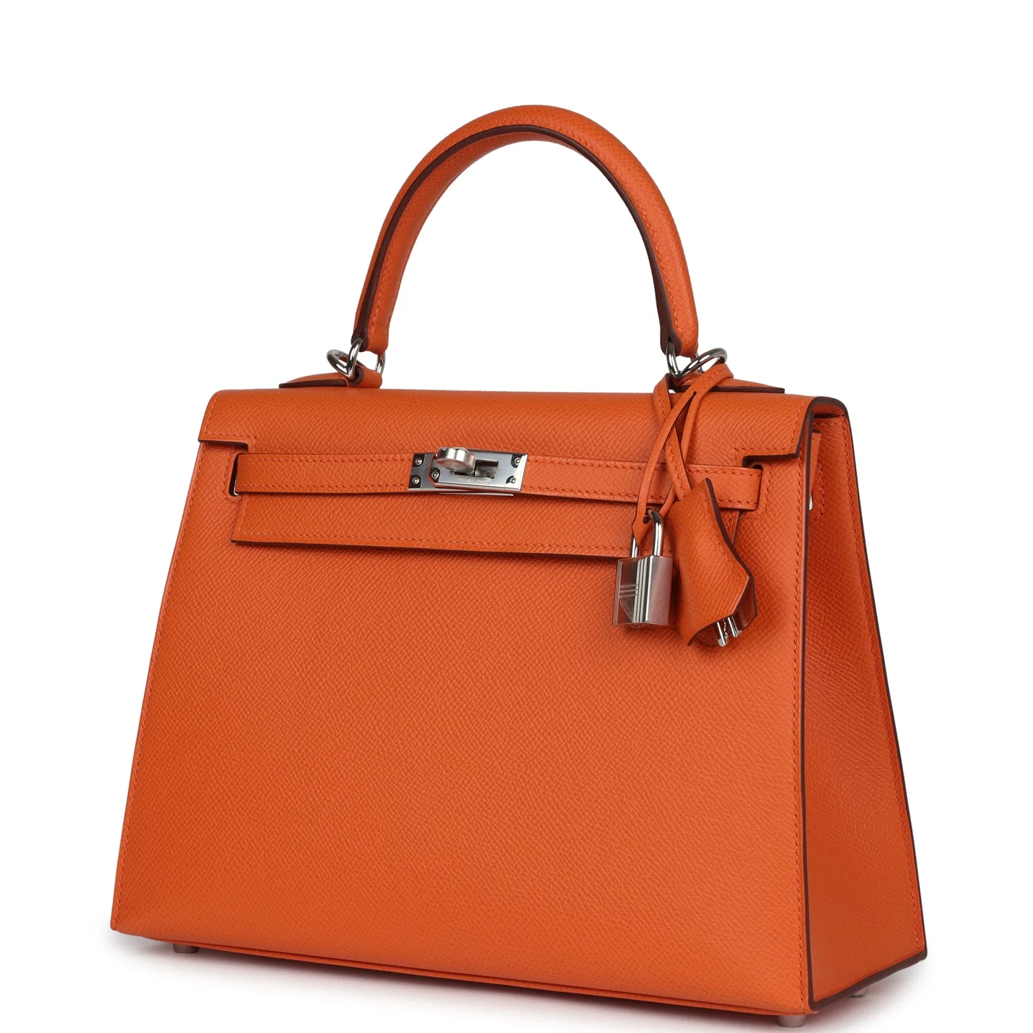 Replicate Hermes Kelly Sellier 25 Orange Epsom Palladium Hardware(1:1 replica)