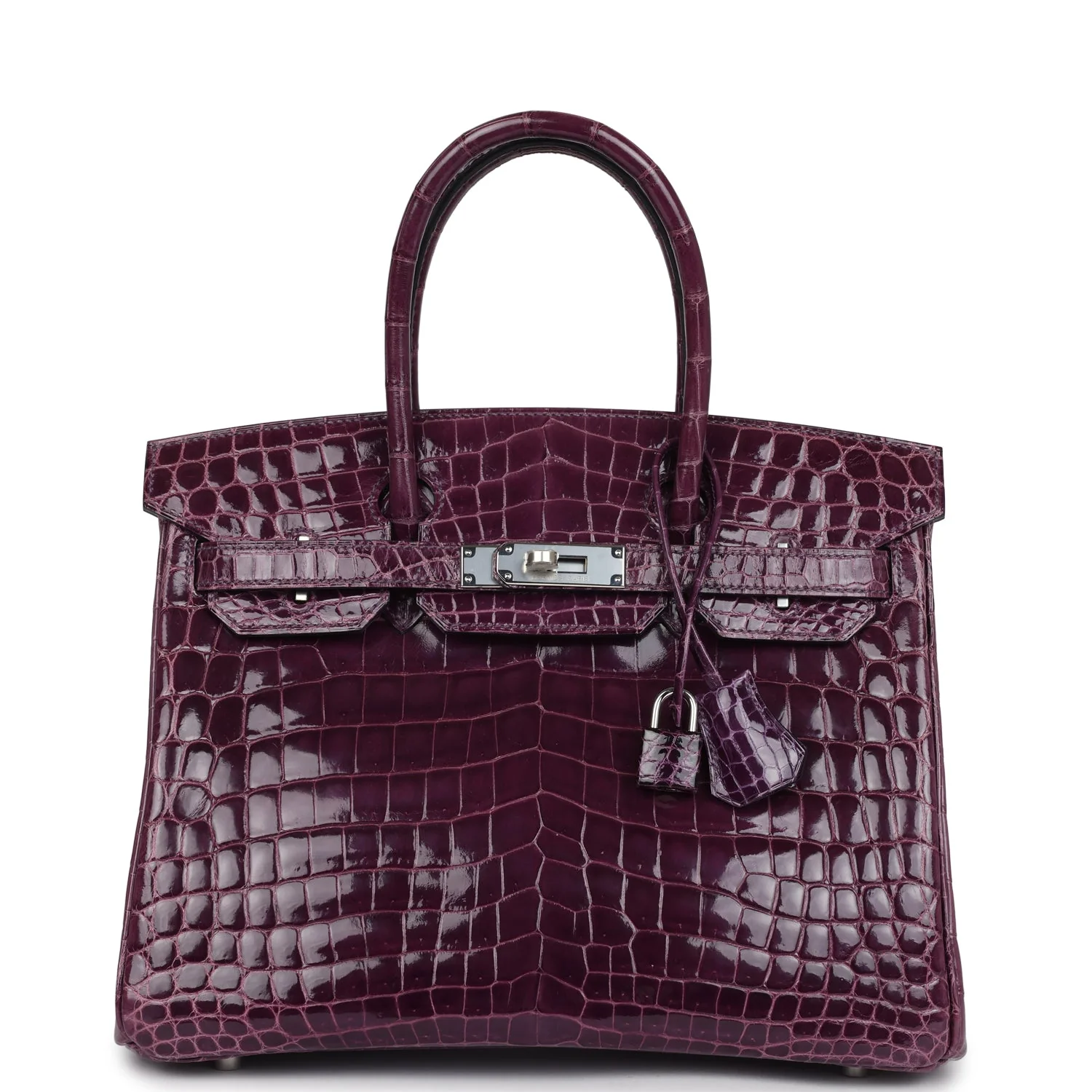 Replicate Hermes Birkin 30 Amethyst Shiny Niloticus Crocodile Palladium Hardware(1:1 replica)