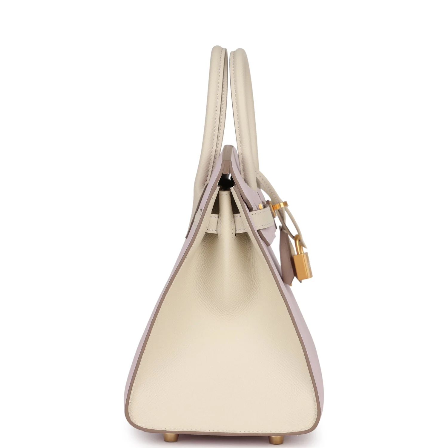 Replicate Hermes Special Order (HSS) Birkin Sellier 25 Mauve Pale and Craie Epsom Brushed Gold Hardware(1:1 replica)