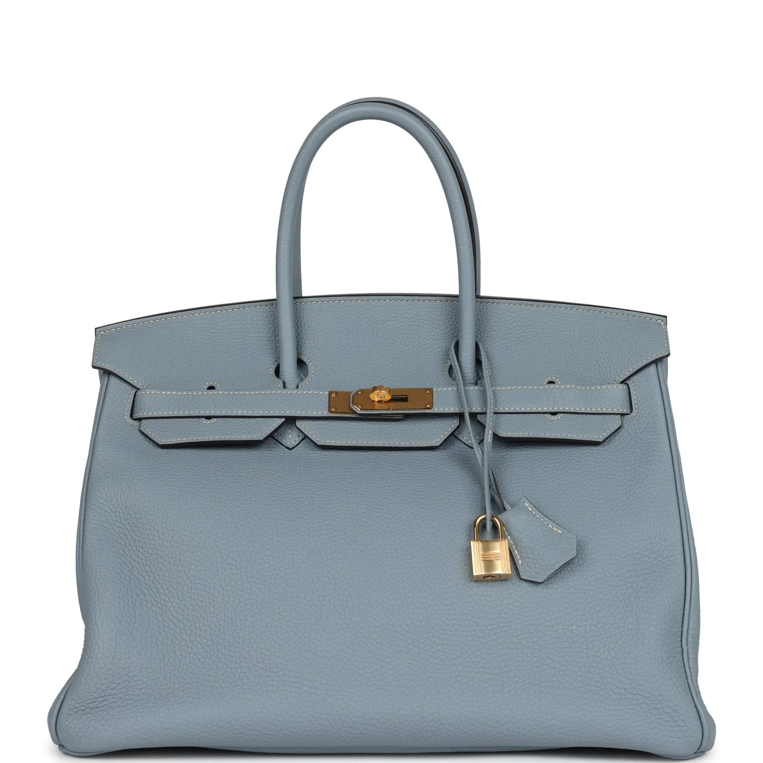 Replicate Hermes Birkin 35 Bleu Lin Togo Gold Hardware(1:1 replica)