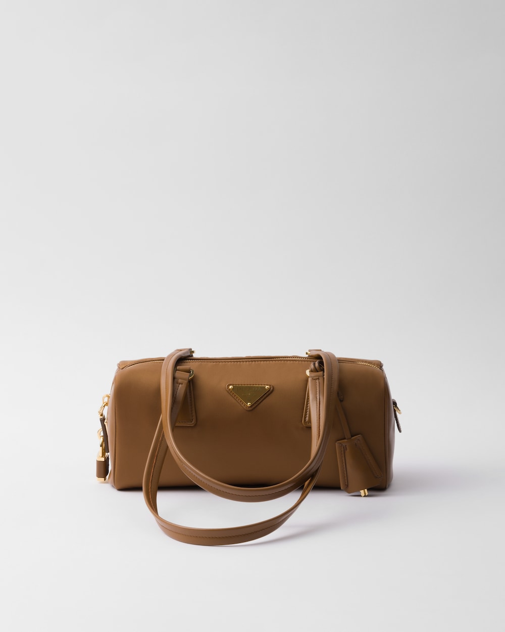 Replicate Re-Nylon and Leather Medium Top-Handle Bag With Padlock(1:1 replica)