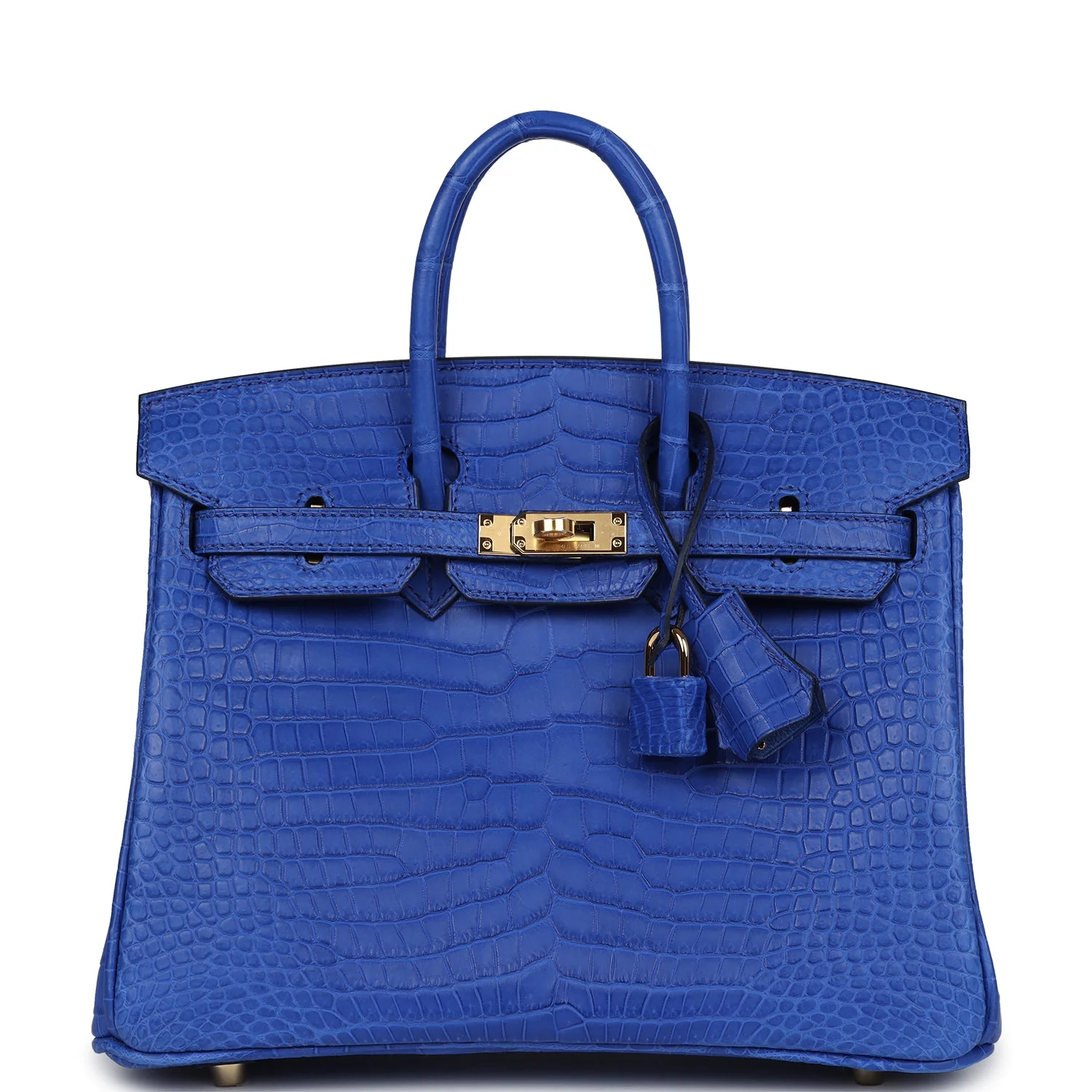 Replicate Hermes Birkin 25 Bleu Royal Matte Porosus Crocodile Gold Hardware(1:1 replica)