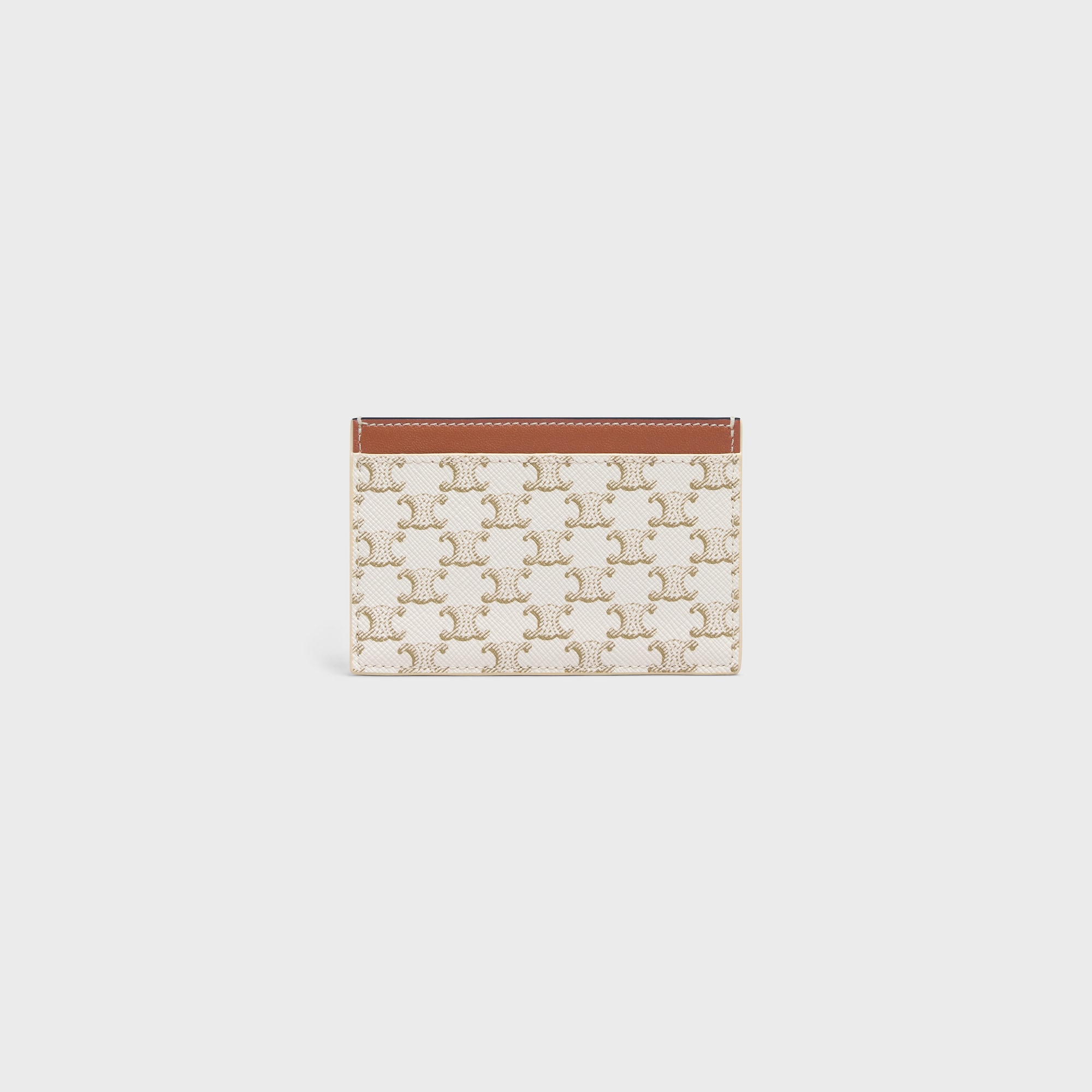 Replicate CARD HOLDER IN TRIOMPHE CANVAS WITH CELINE PRINT WHITE/TAN(1:1 replica)