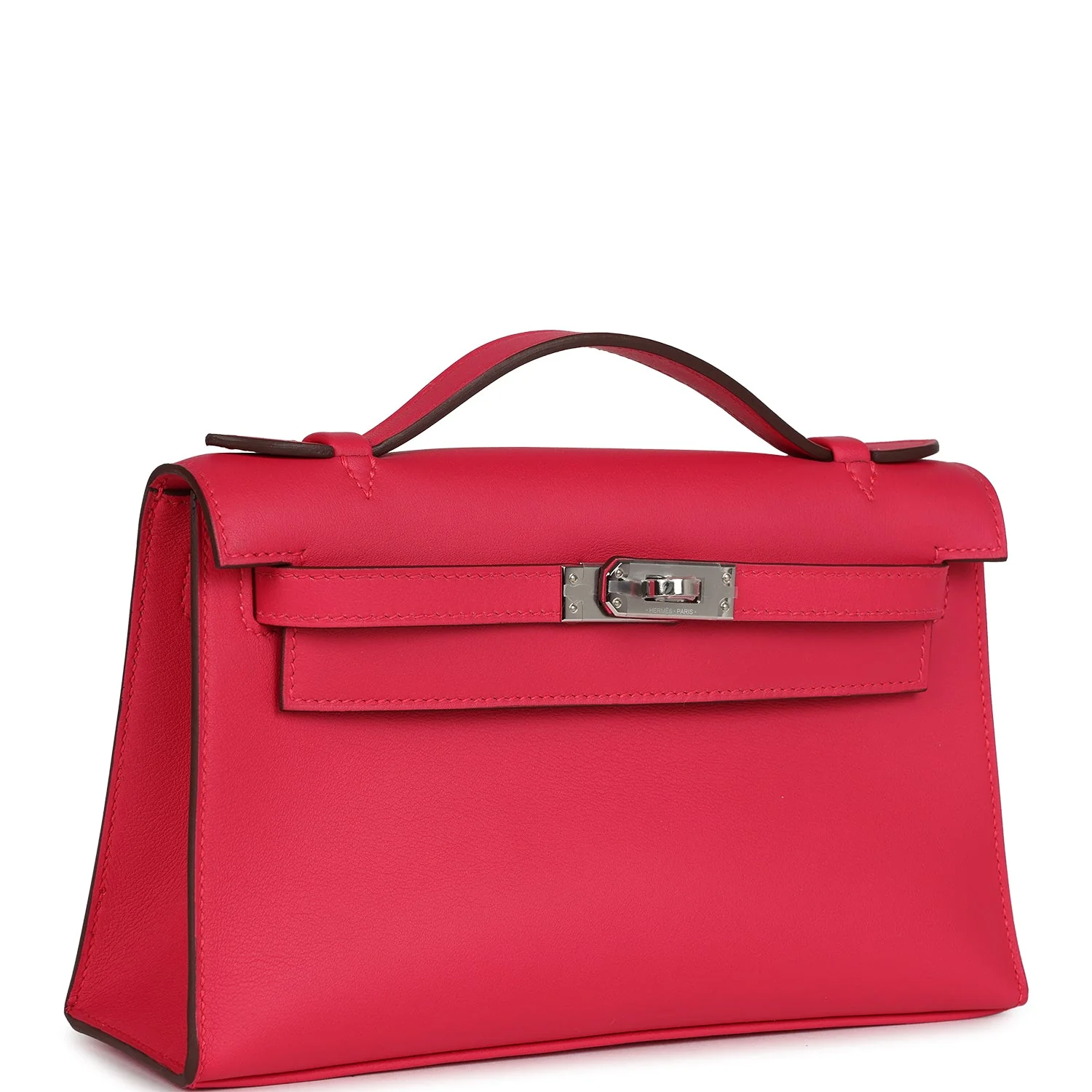 Replicate Hermes Kelly Pochette Rose Mexico Swift Palladium Hardware(1:1 replica)