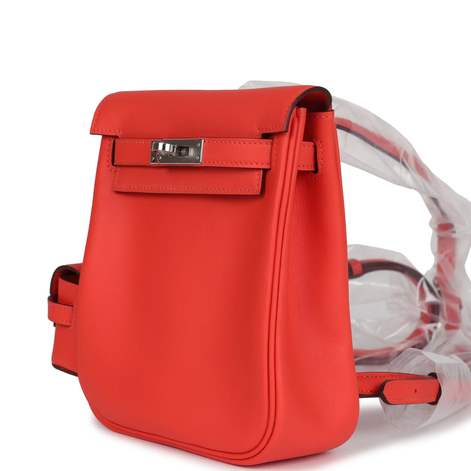 Replicate Hermes Mini Kelly Jump Backpack Orange Field Swift Palladium Hardware(1:1 replica)