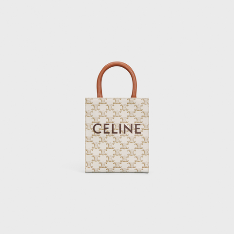 Replicate MINI VERTICAL CABAS IN TRIOMPHE CANVAS AND CALFSKIN WITH CELINE PRINT WHITE(1:1 replica)
