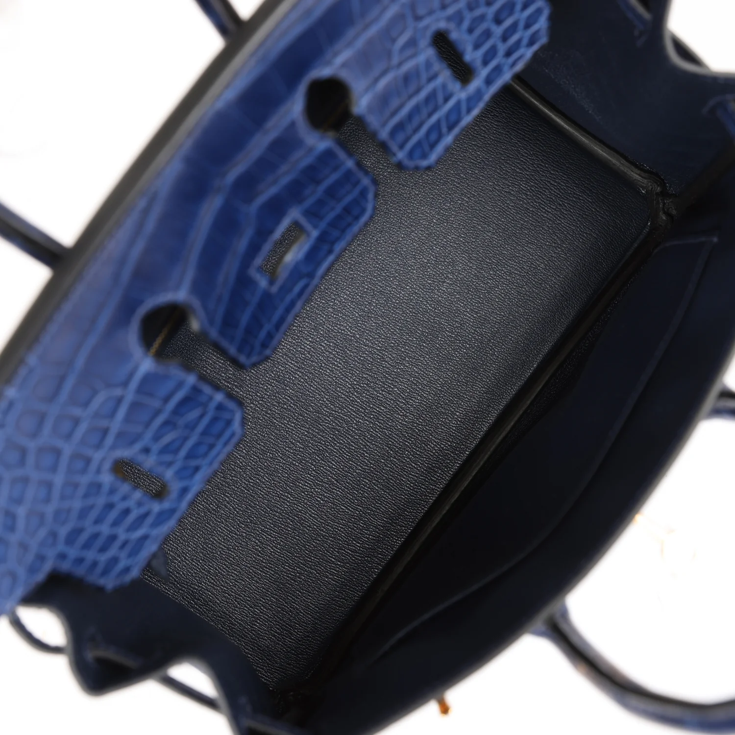 Replicate Hermes Birkin 25 Bleu Saphir Matte Alligator Gold Hardware(1:1 replica)