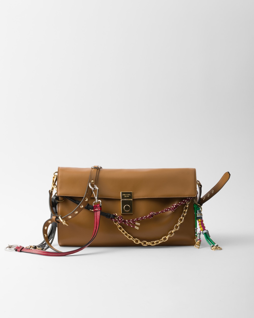 Replicate Prada Soft Sound Large Leather Shoulder Bag With Charms(1:1 replica)