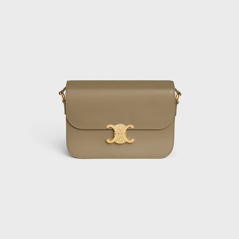 Replicate CLASSIQUE TRIOMPHE BAG IN SHINY CALFSKIN BROWN SEPIA(1:1 replica)