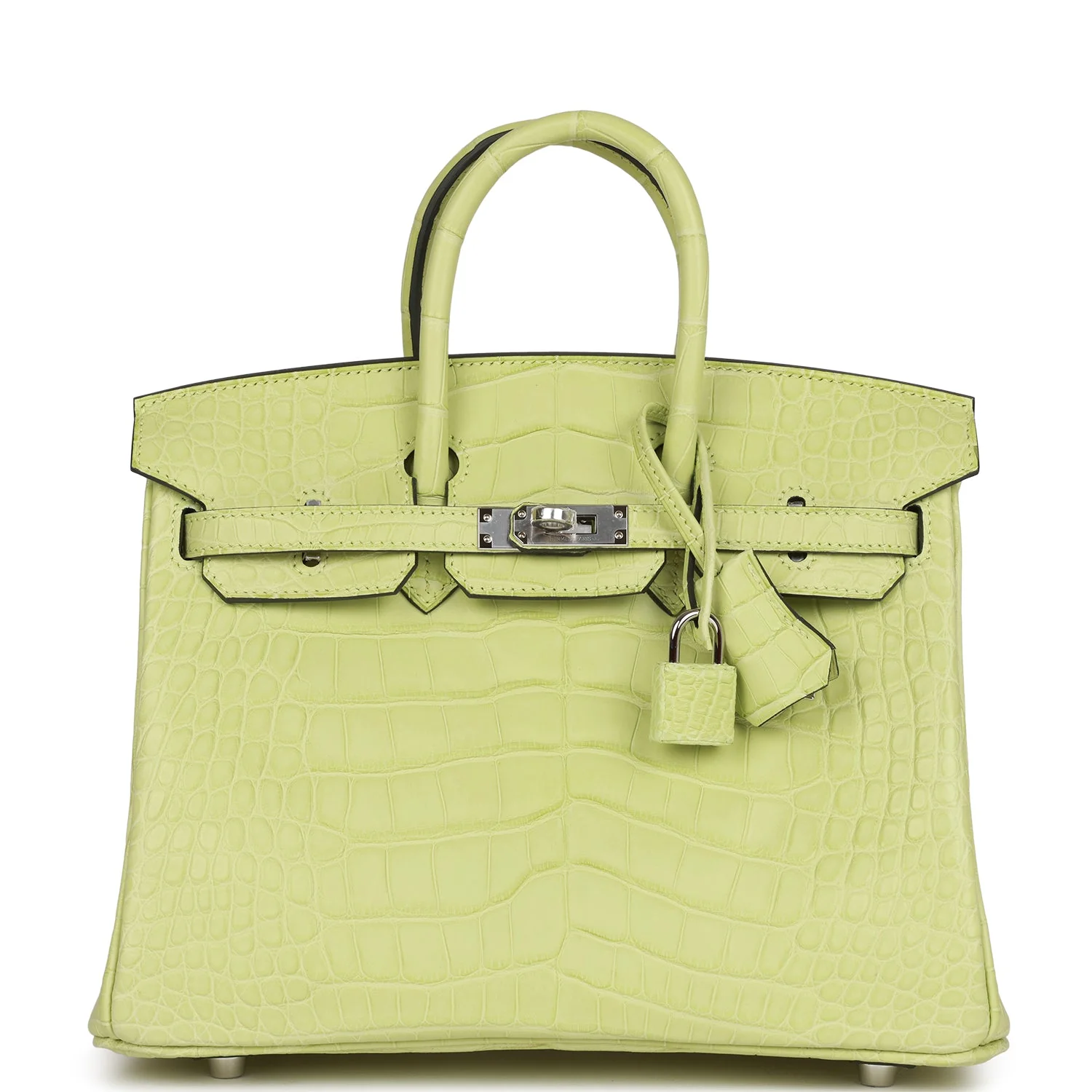 Replicate Hermes Birkin 25 Jaune Bourgeon Matte Alligator Palladium Hardware(1:1 replica)