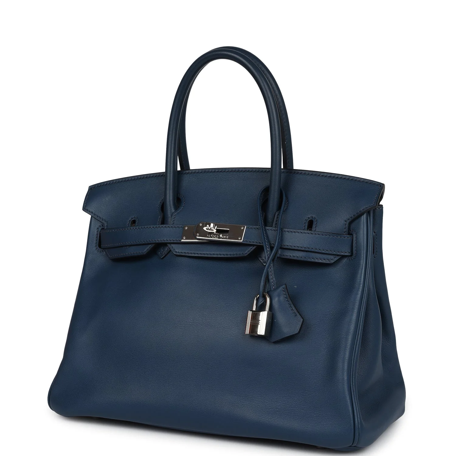 Replicate Hermes Birkin 30 Deep Bleu Swift Palladium Hardware(1:1 replica)