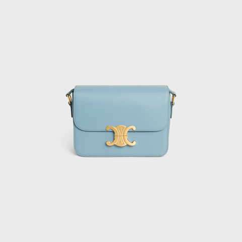 Replicate TEEN TRIOMPHE BAG IN SHINY CALFSKIN CALIFORNIA BLUE(1:1 replica)
