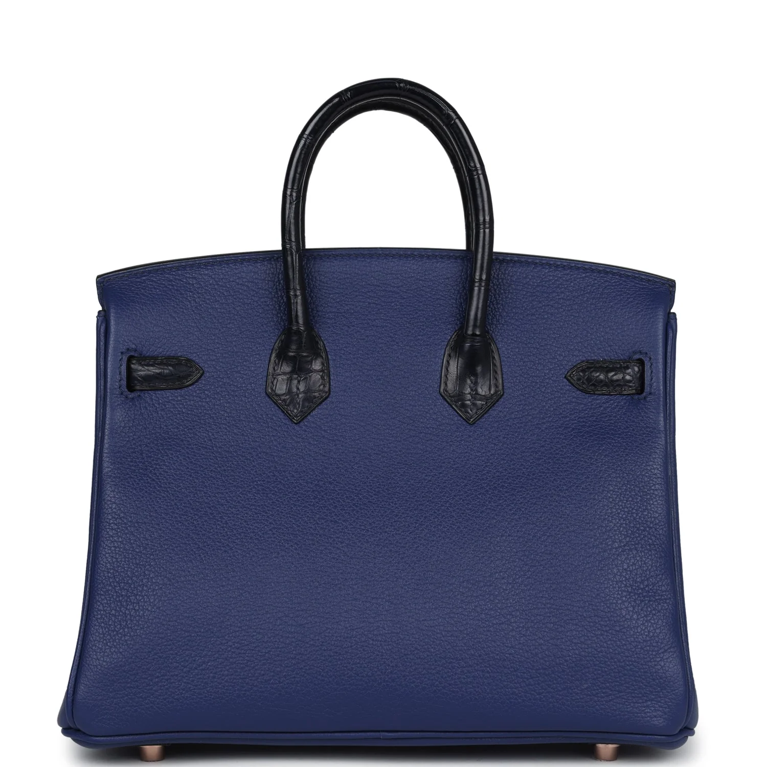 Replicate Hermes Birkin 25 Bleu Saphir Taurillion Novillo and Bleu Marine Matte Alligator Touch Rose Gold Hardware(1:1 replica)