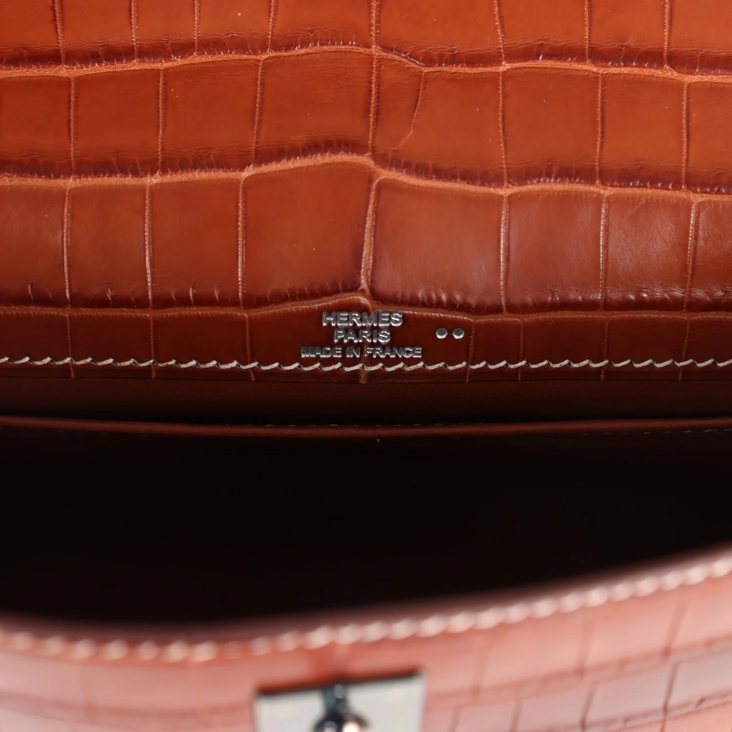 Replicate Hermes Kelly Pochette Fauve Matte Niloticus Crocodile Ruthenium Hardware(1:1 replica)