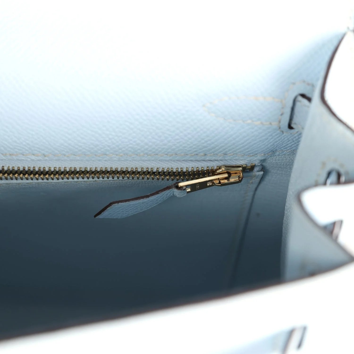 Replicate Hermes Kelly Sellier 25 Bleu Brume Epsom Gold Hardware(1:1 replica)