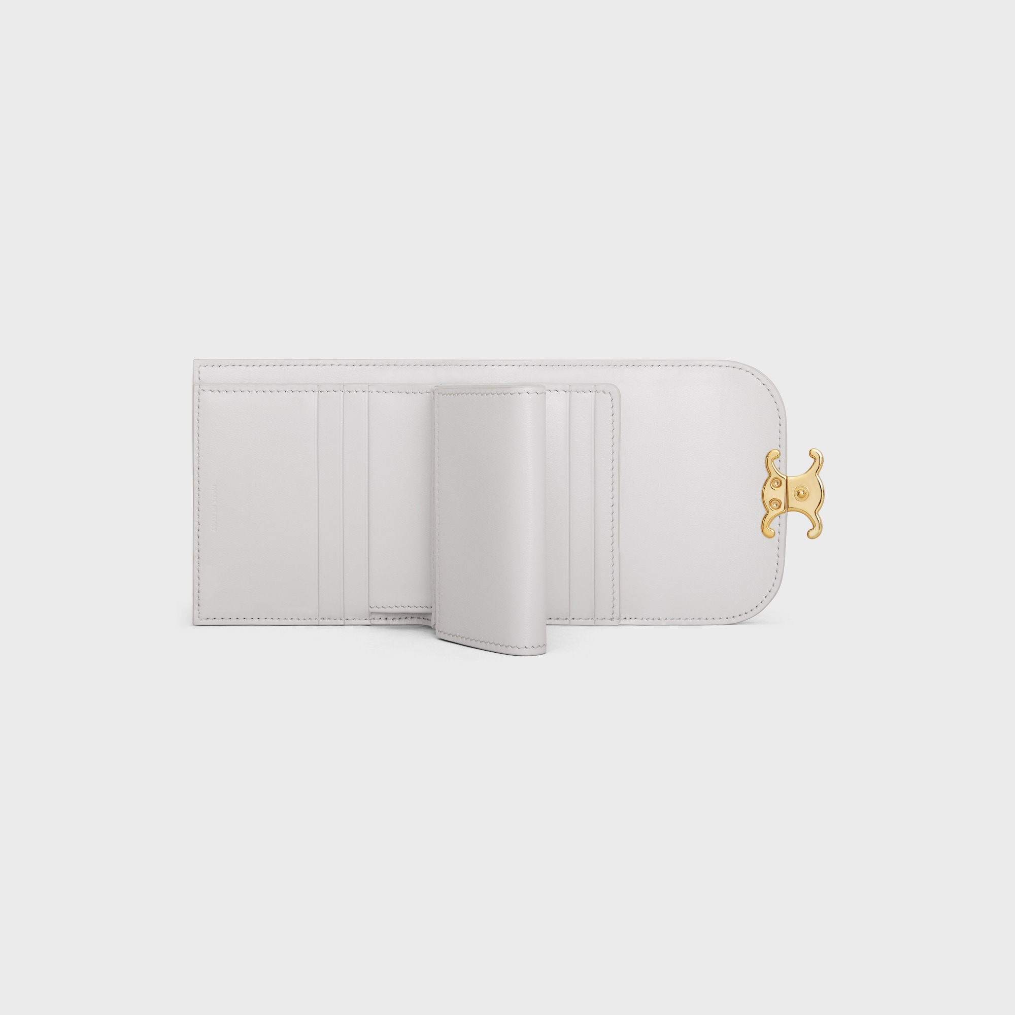 Replicate SMALL FLAP WALLER TRIOMPHE IN SHINY CALFSKIN CLOUDY GREY(1:1 replica)