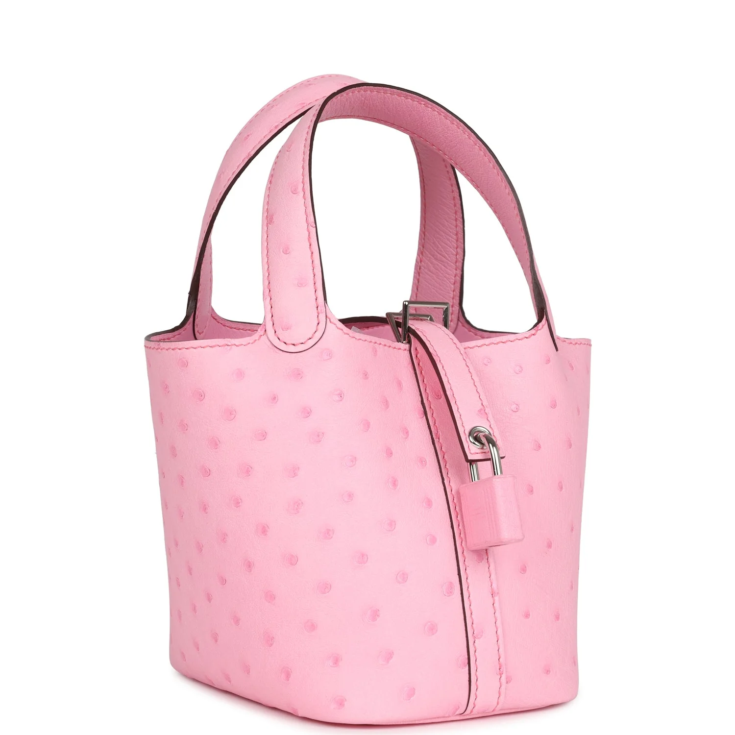 Replicate Hermes Micro Picotin Lock 14 Bubblegum Ostrich Palladium Hardware(1:1 replica)