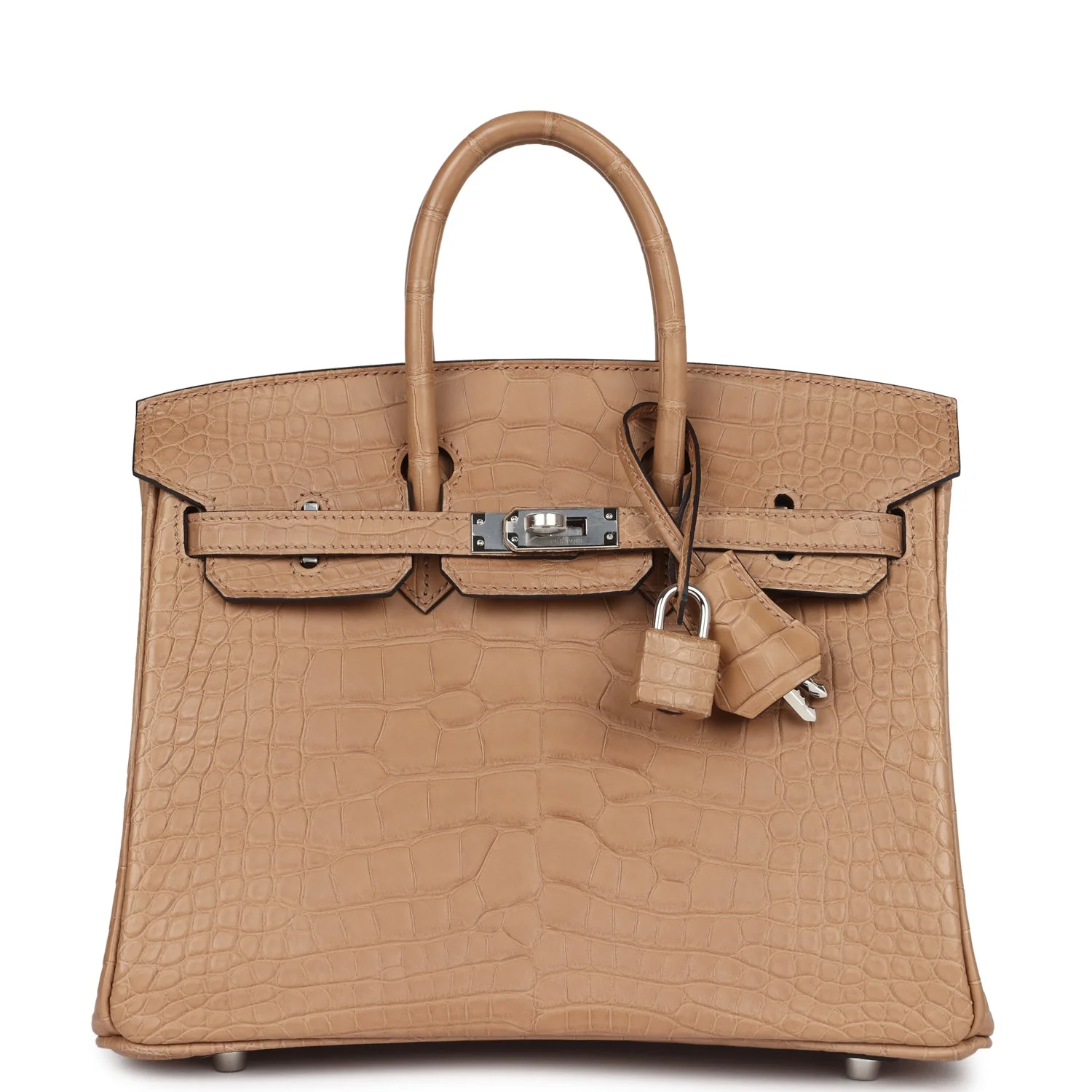 Replicate Hermes Birkin 25 Chai Matte Alligator Palladium Hardware(1:1 replica)
